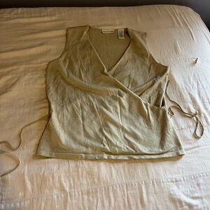 Apostrophe Khaki Sleeveless Wrap Blouse